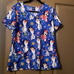 Disney Frozen II (2) Fall/Winter Scrub Top Like New!